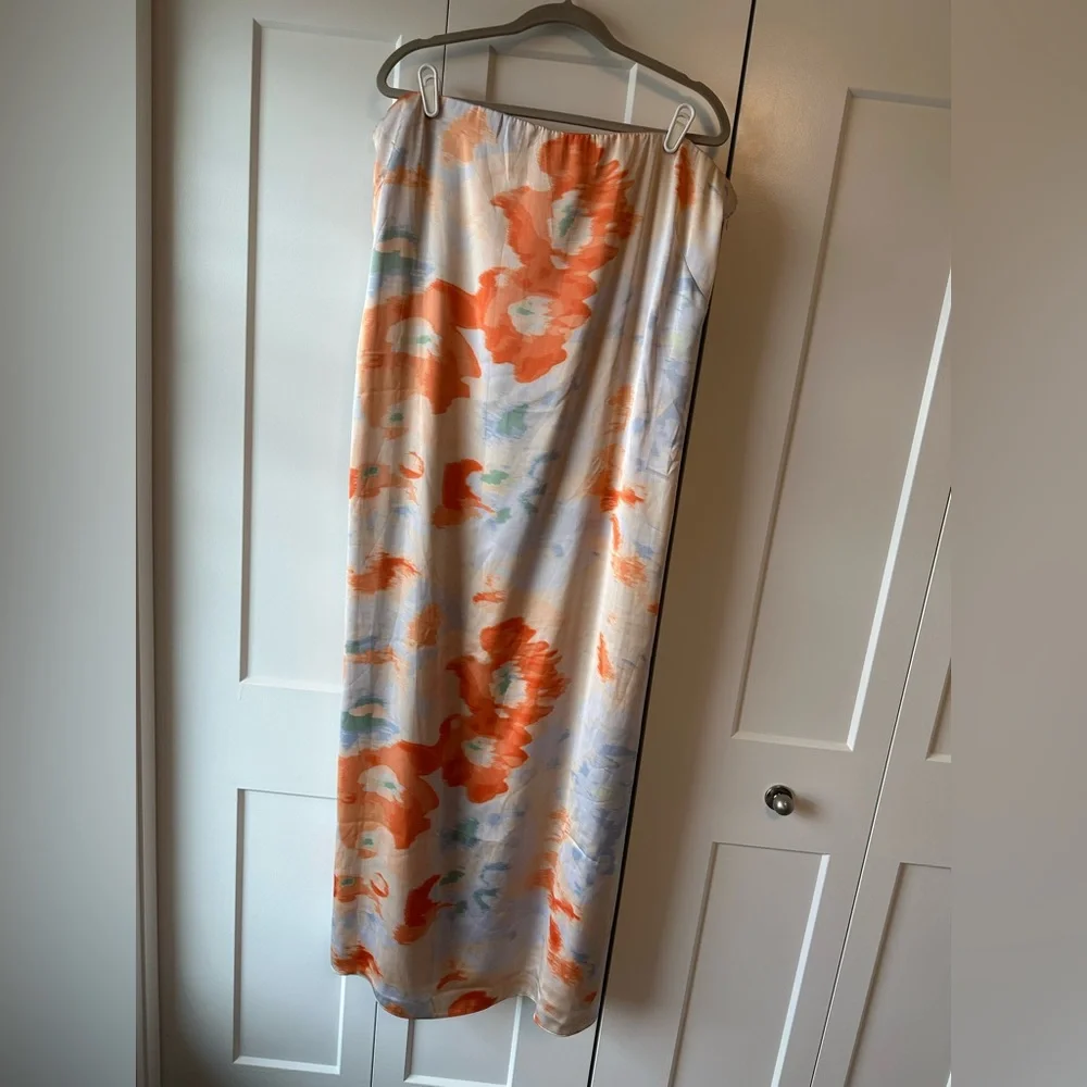 Abercrombie & Fitch Strapless Maxi Dress in Peach, Orange, Light Blue